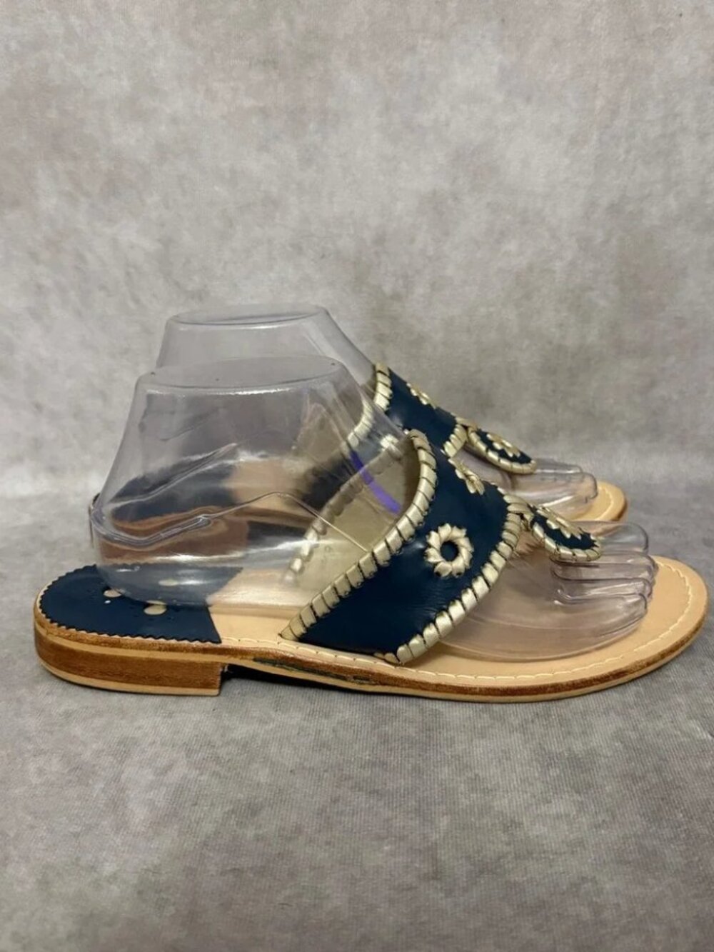 Jack Rogers Jacks Flat Sandals Navy / Gold